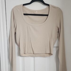 Crop Top Beige Long Sleeve Top XL